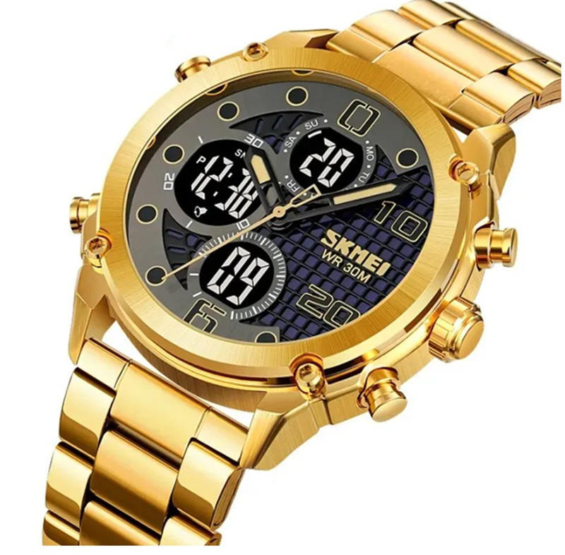 Skmei 1975 Analog Digital Watch for Men- Golden