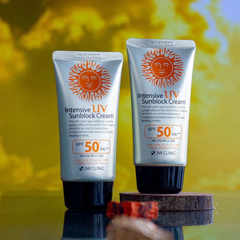 3W Clinic Intensive UV Sunblock Cream SPF50+ Pa+++ 70ml (For Make up Base Use Also)