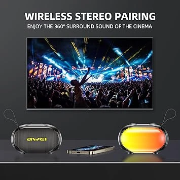 Awei KA1 TWS Bluetooth Speaker IPX5 360° Full Surround Sound Enhanced Bass Portable Speaker With RGB Colorful Lighting