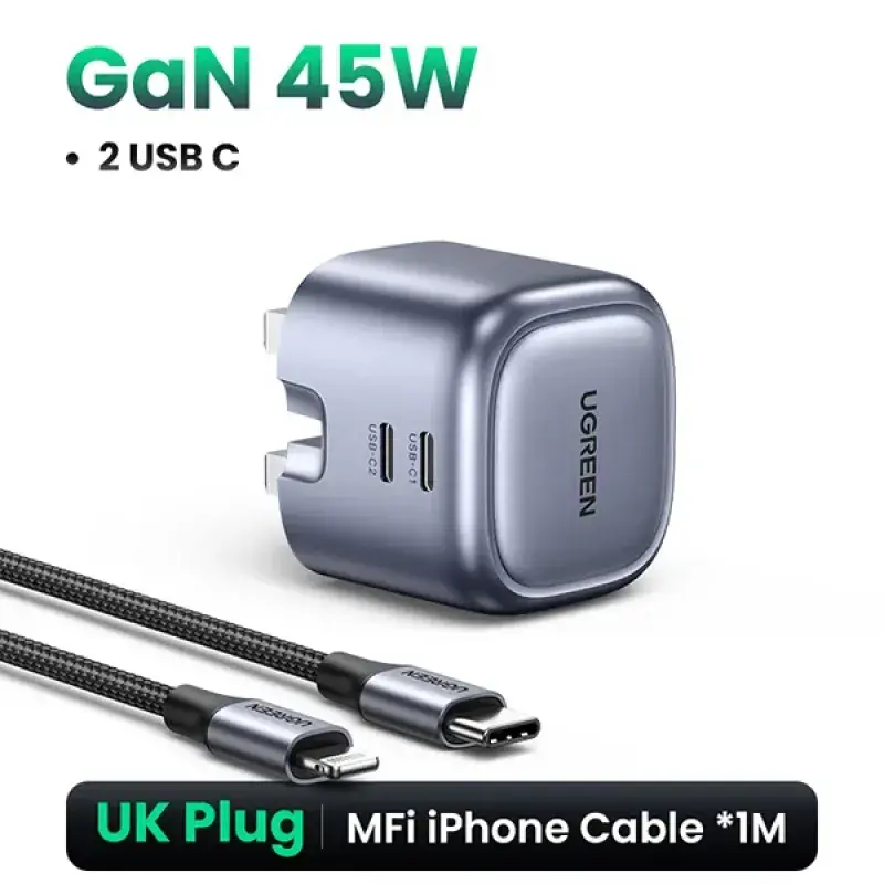 UGREEN CD294 (90399) Nexode 45W Dual USB-C PD GaN Fast Charger - UK
