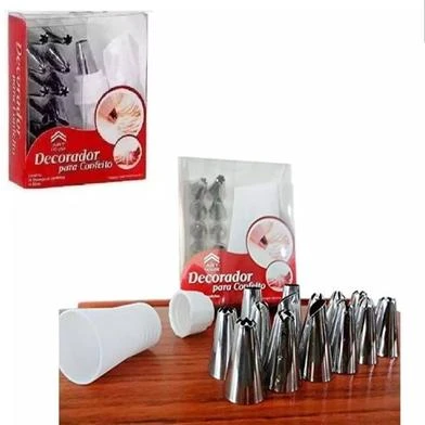 12 Piece Cake Decorating Set Frosting Icing Piping Bag Tips with Steel Nozzles. Reusable & Washable