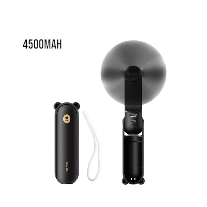 JISULIFE F8X Portable Fan & Power Bank 4500mAh – Black