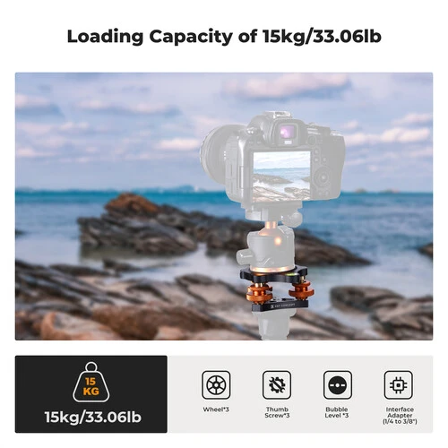K&F Concept 31.104 Tri-Wheel Tripod Leveling Base