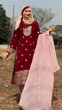 Soft Jorjet With sequence embroidery Three Piece