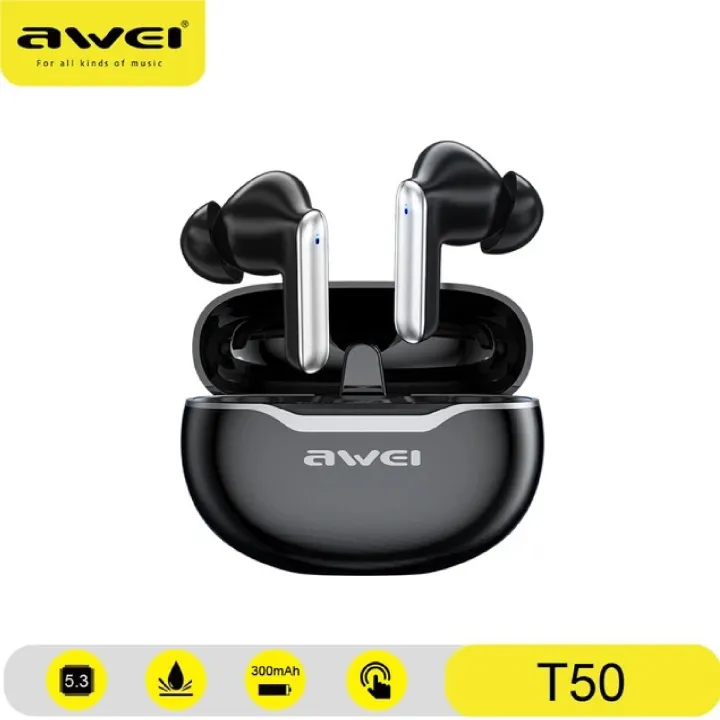 Awei T50 Wireless Headphones Bluetooth 5.3 Earbuds With Mic