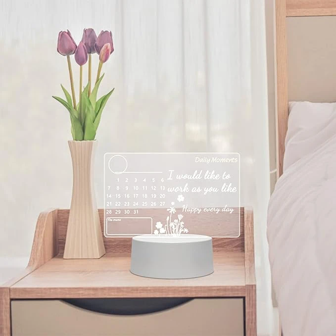 Night Light, Transparent Note Board Erasable Writing Message Board Home Desktop Small Whiteboard Table Lamp