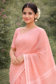 প্রিমিয়াম সিনথেটিক মসলিন শাড়ি - ১২০ কাউন্ট সুতি বুনন