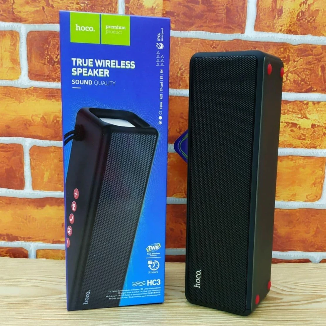 Hoco HC3 Bluetooth, TF Card, USB, AUX & FM Radio Supported True Wireless LED Flashing IPX4 Waterproof Speaker