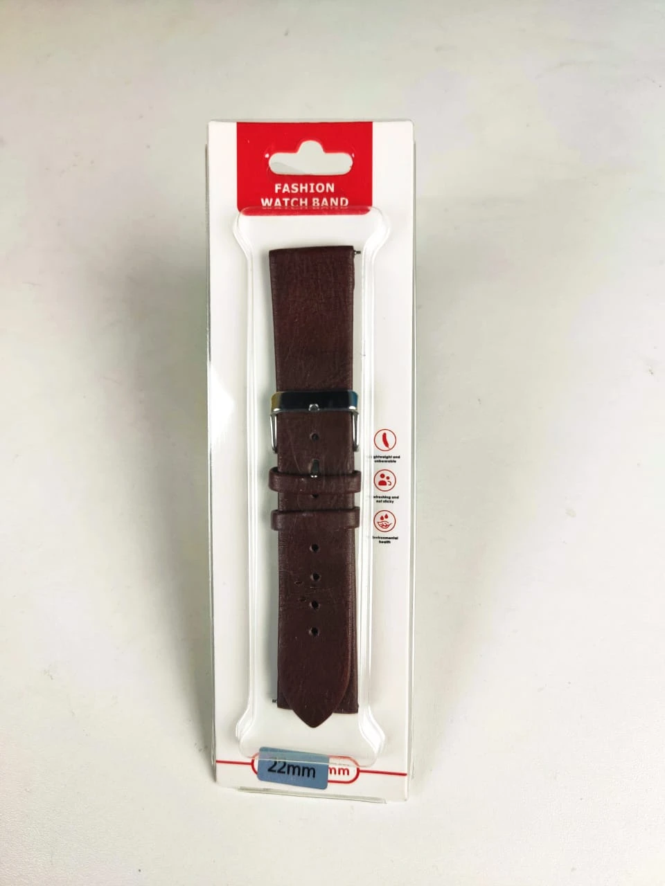 22mm Leather Strap for Smartwatch – Black Color