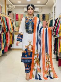 Ready Made Pure dubai silk Digital Print Three Piece