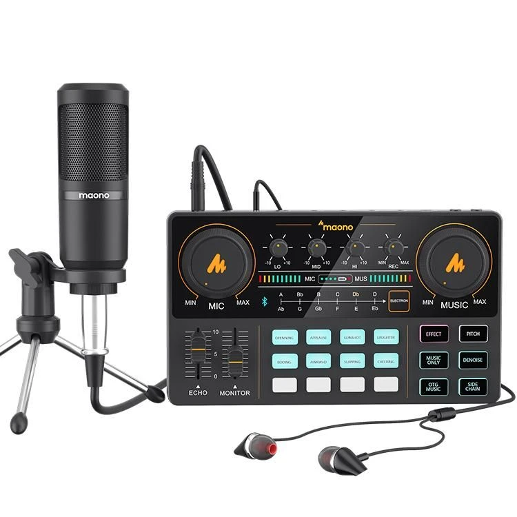 MAONOCASTER Lite Live Streaming Bundle: All-In-One Podcast Production Studio Comes with Digital Audio Interface+ Condenser Mic+ Headphone (AU-AM200-S1)