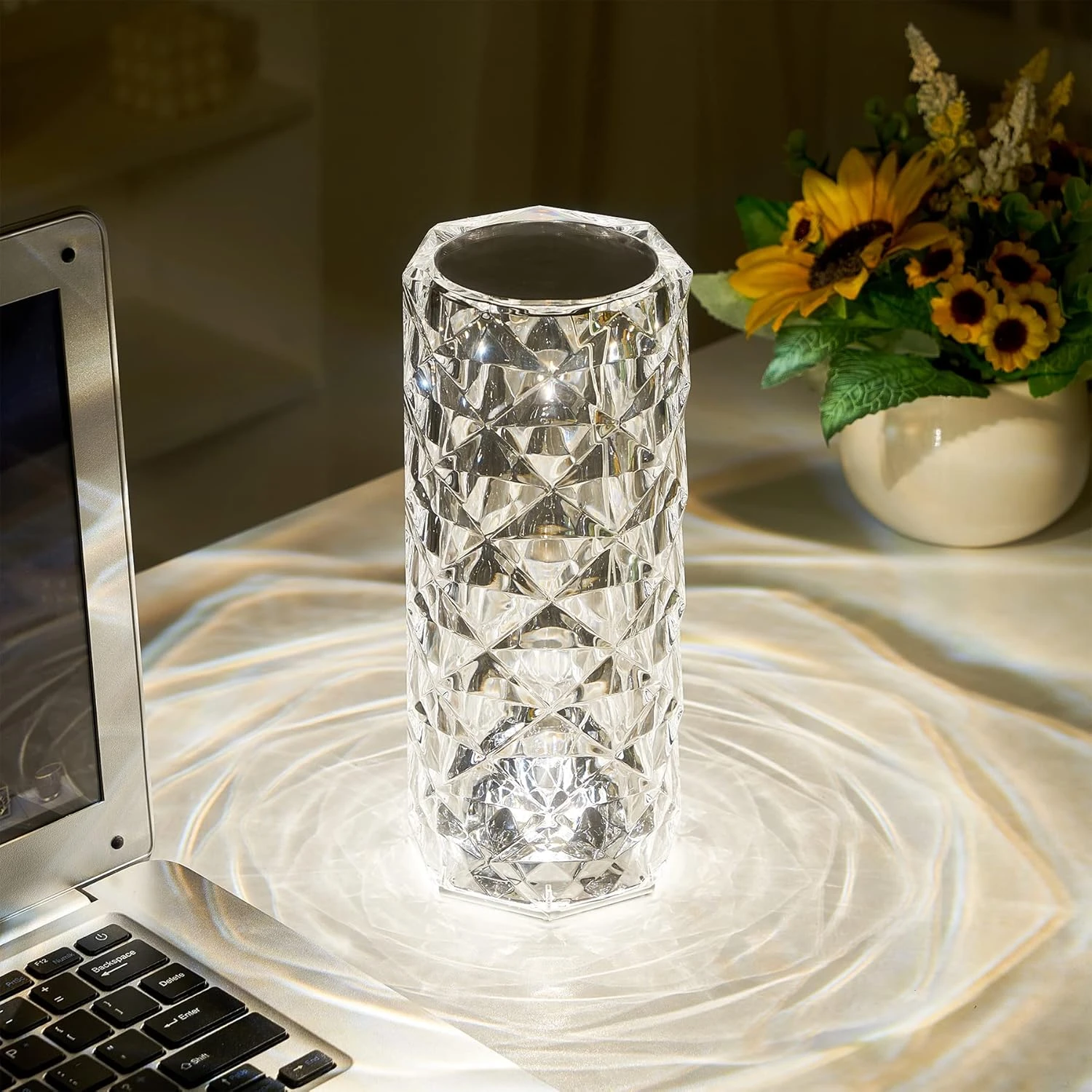 16 Color Crystal Rose Diamond Table Lamp Acrylic Table Lamp for Living Room Bedroom with Remote