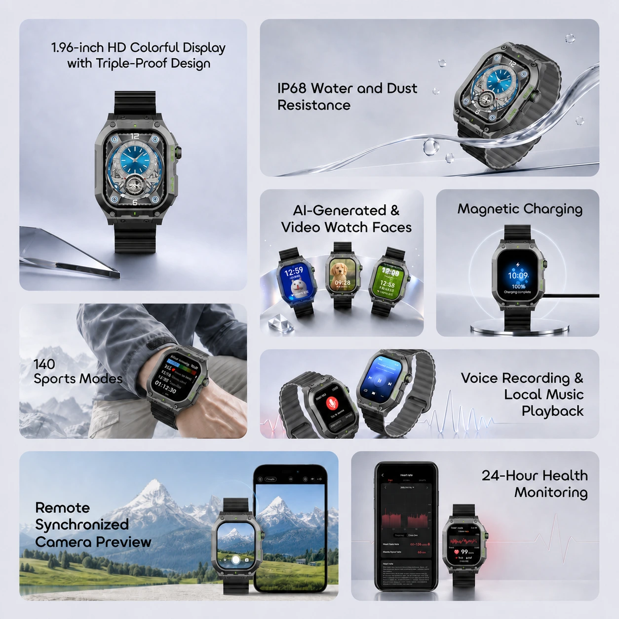Oraimo Watch Tank N 1.96-inch AMOLED IP68 Smart Watch (OSW-816N)