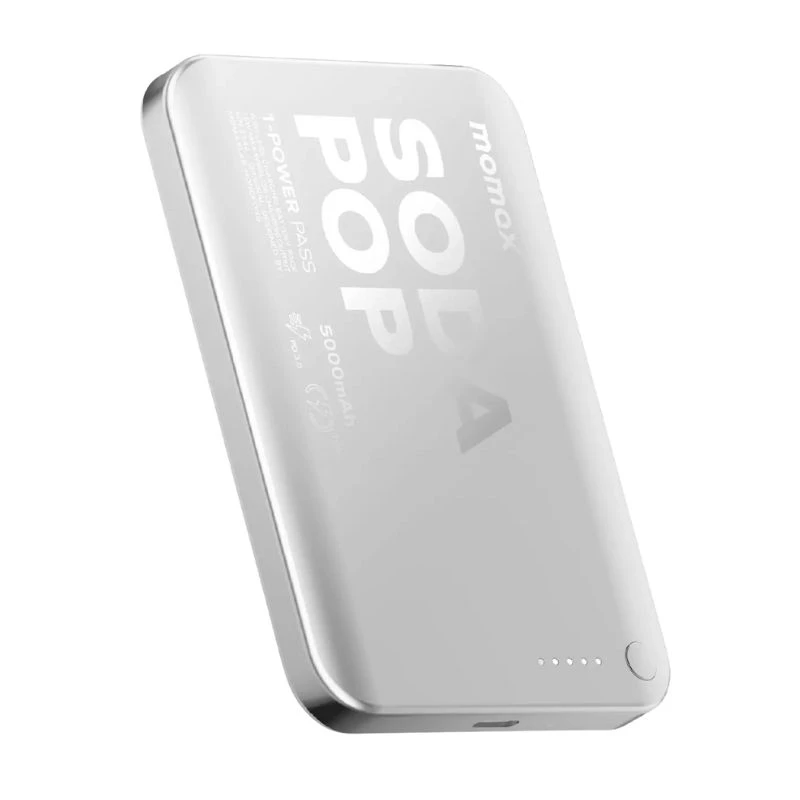 Momax 1-Power Pass Soda Pop Magnetic Wireless Power Bank 5000mah – Silver