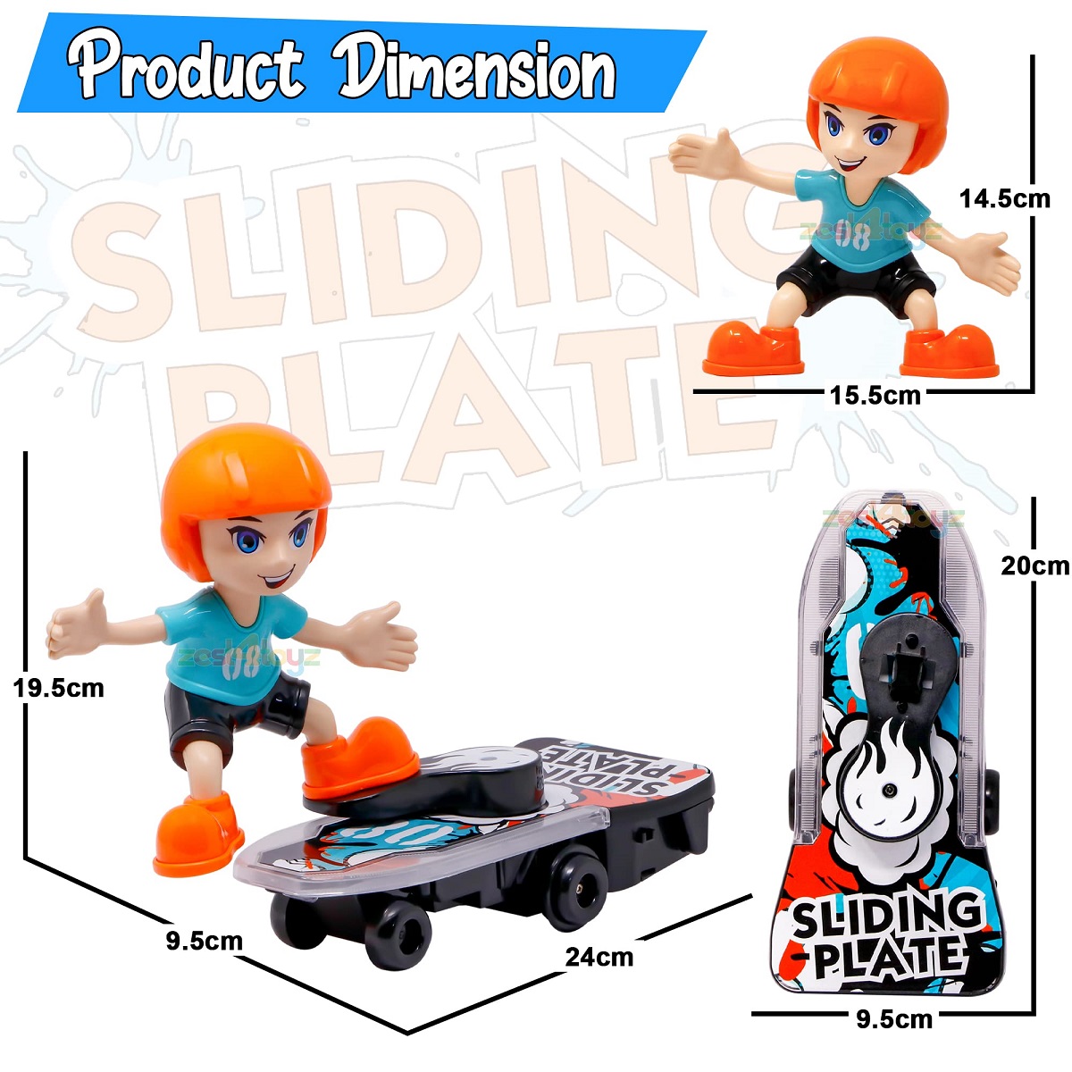 Sliding Plate -Electronic Stunt Skateboard Boy with Music & Light Effect (Multicolor)