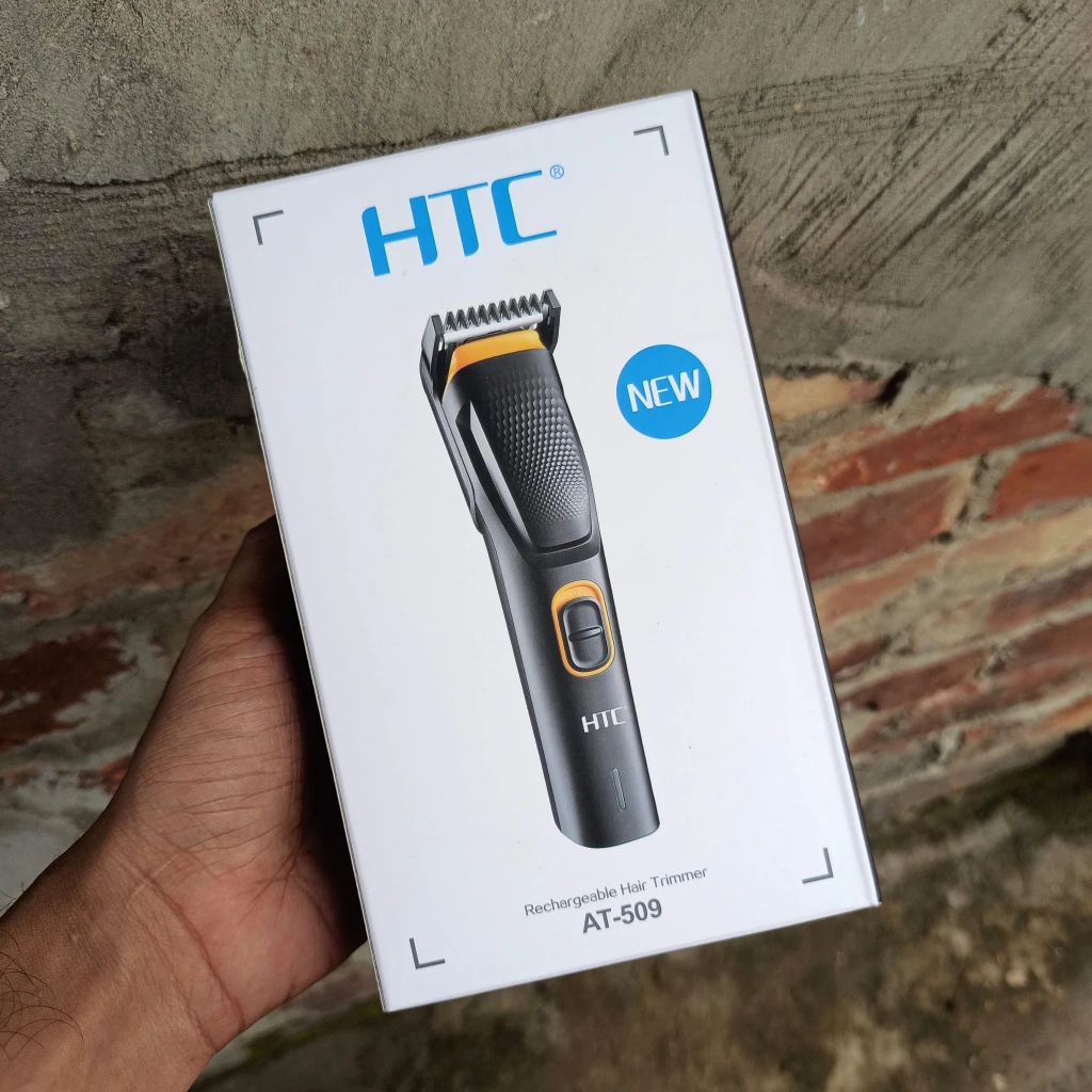 HTC AT-509 Cordless & Rechargeable Trimmer with 8 Length Settings and Self-Sharpening Blades for Beard and Hair Care