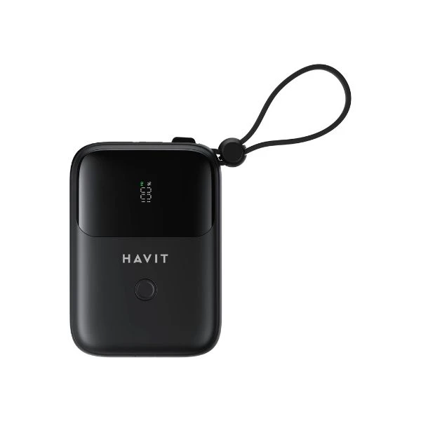 HAVIT PB5215 10000mAh Display Power Bank With Usb-C & Lightning Cable – Black