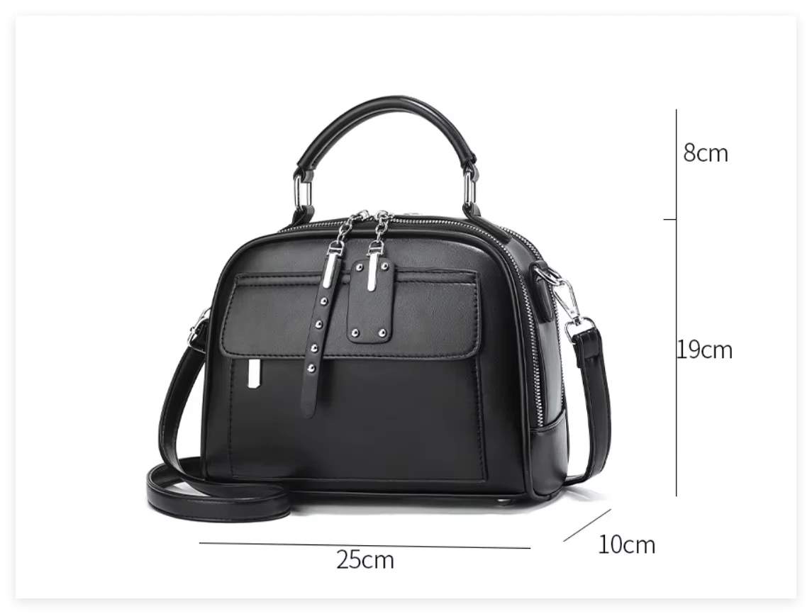 High end ladies' handbag multi-layer large capacity commuting bag(Black)