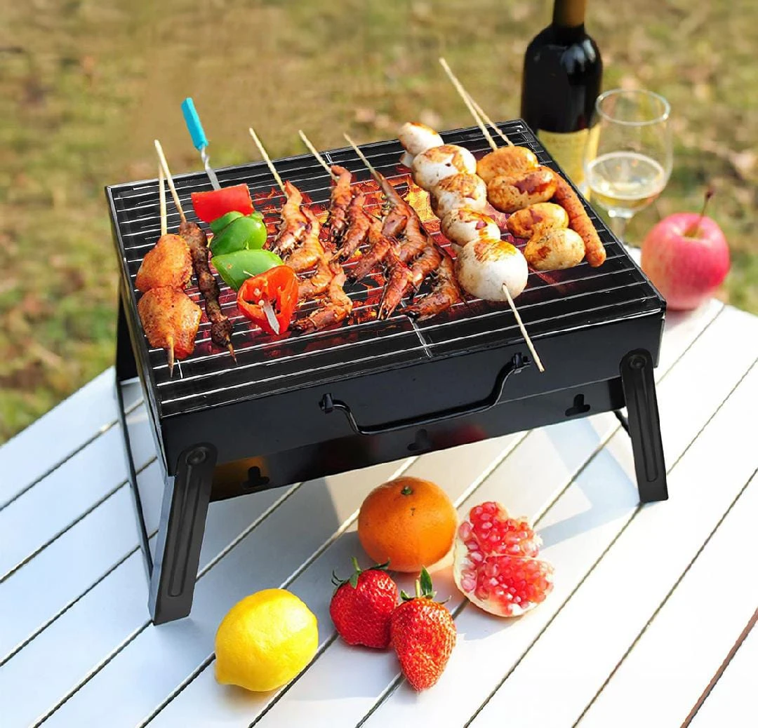 BBQ Grill Portable, Charcoal Barbecue Grill Smoker Grill for Outdoor Cooking Camping Hiking Picnics