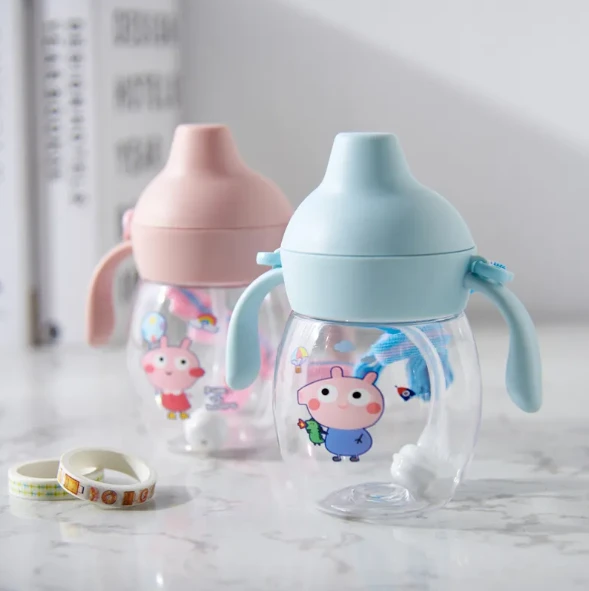 1pcs 280ml Mumpot Baby Kettle Duck Beak Cute Cartoon Children Straw Bottle Portable Leakproof Anti-choking Water Cup Large Capacity Baby Infant Learning Training Drinking Bottle (Random Color)