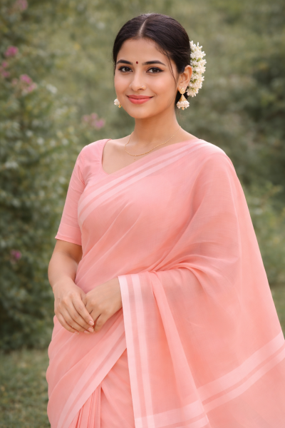 প্রিমিয়াম সিনথেটিক মসলিন শাড়ি - ১২০ কাউন্ট সুতি বুনন