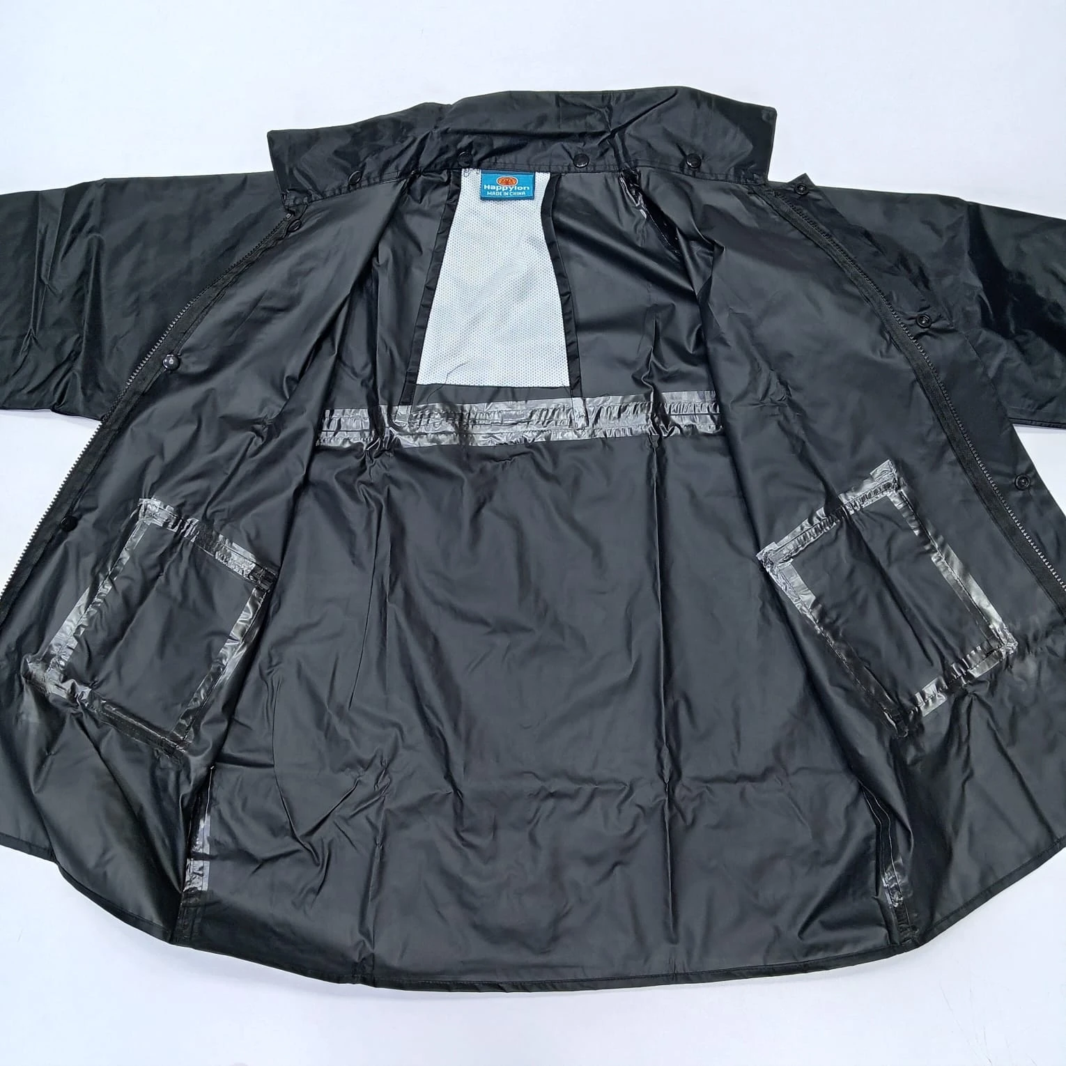 100% Water proof High quality Rain Coat With Pant. (Happylon) Black