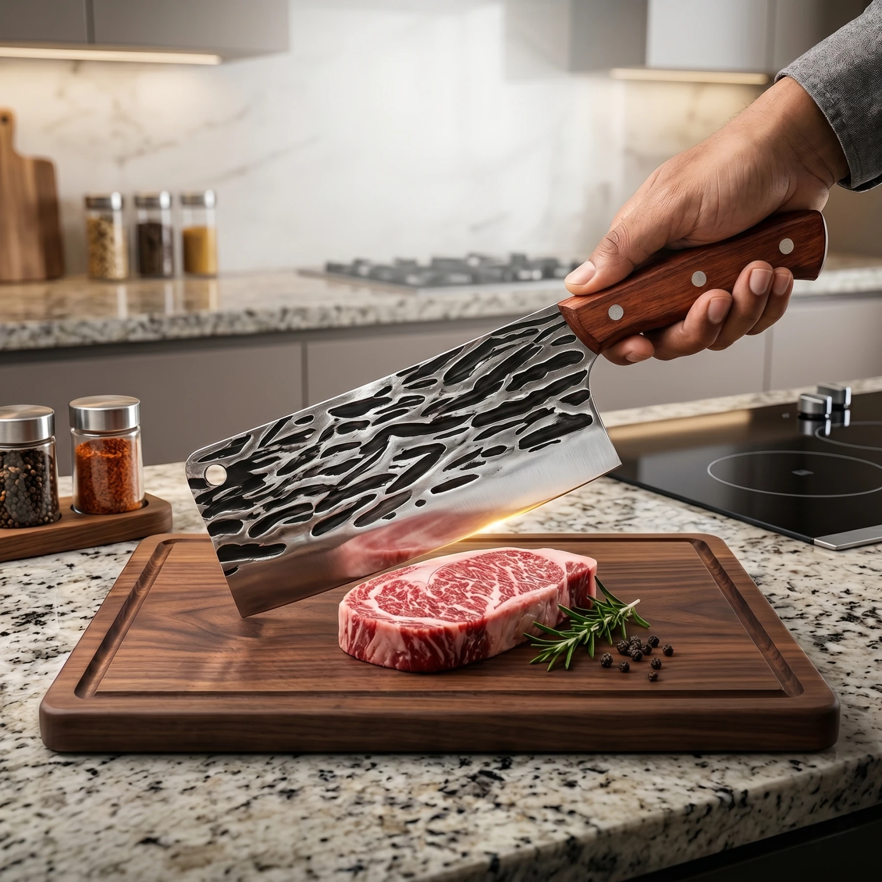 Master Your Kitchen: Premium Hammered Finish Chef's Cleaver