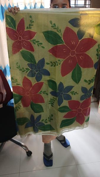 হ্যান্ড প্রিন্ট শাড়ি
