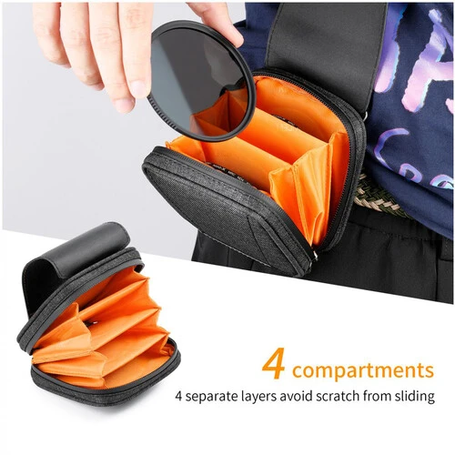 K&F Concept 4-Pocket Lens Filter Case (Up to 95mm) – Compact & Protective Storage KF13.117