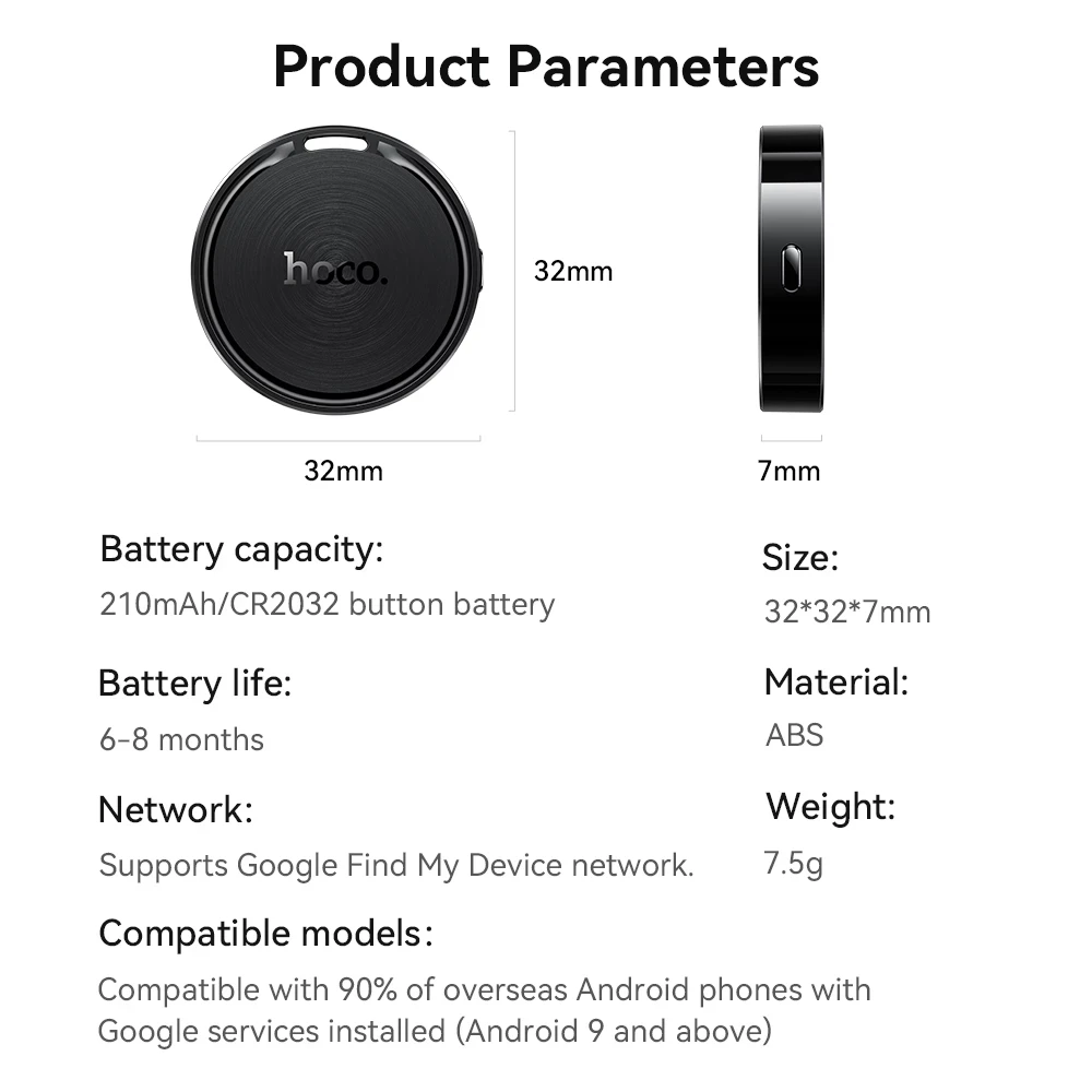 Hoco O Tag Intelligent Positioning Anti-Lost Device E96A Busca – Support Google Find My Network [Suitable for Android]