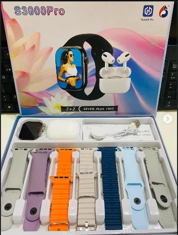 S3000 Pro 7+2 Smart Watch with Wireless Earbuds Combo