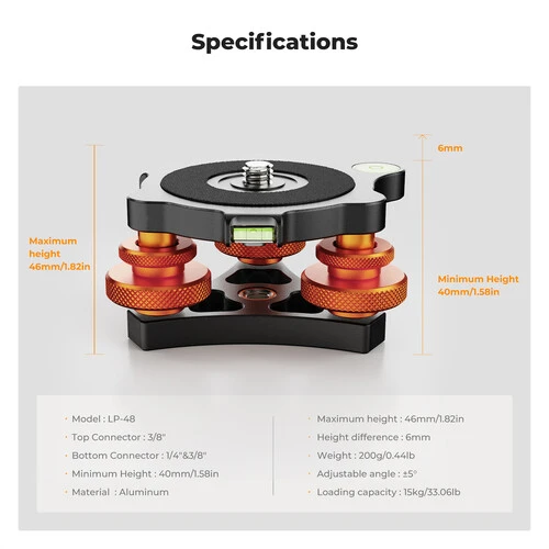 K&F Concept 31.104 Tri-Wheel Tripod Leveling Base