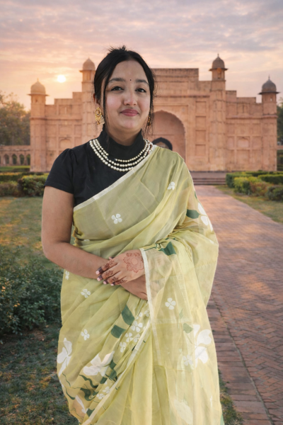 Handloom semi moslin saree