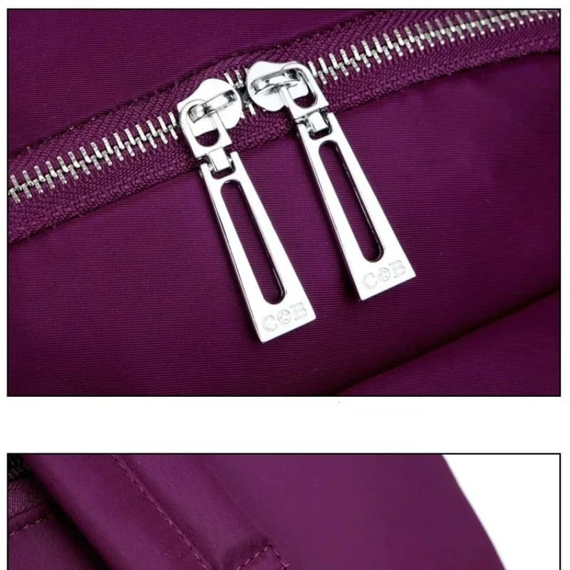 Nylon Backpack Durable Waterproof Casual Shoulder Bag (purple)