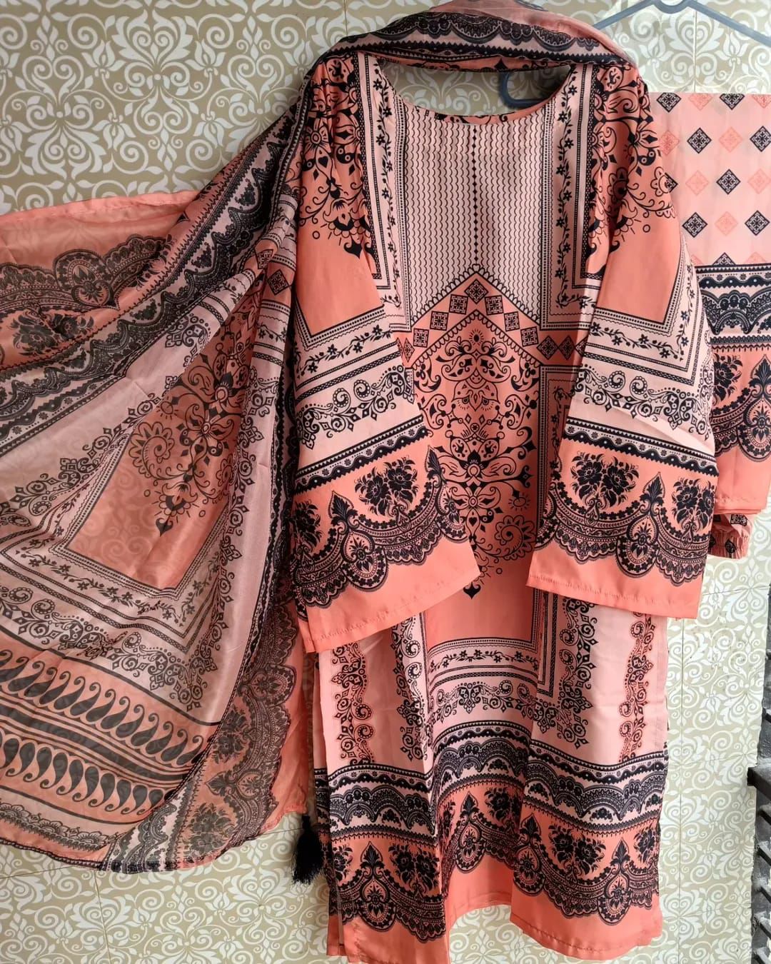 Ready Made Pure dubai silk Digital Print Three Piece
