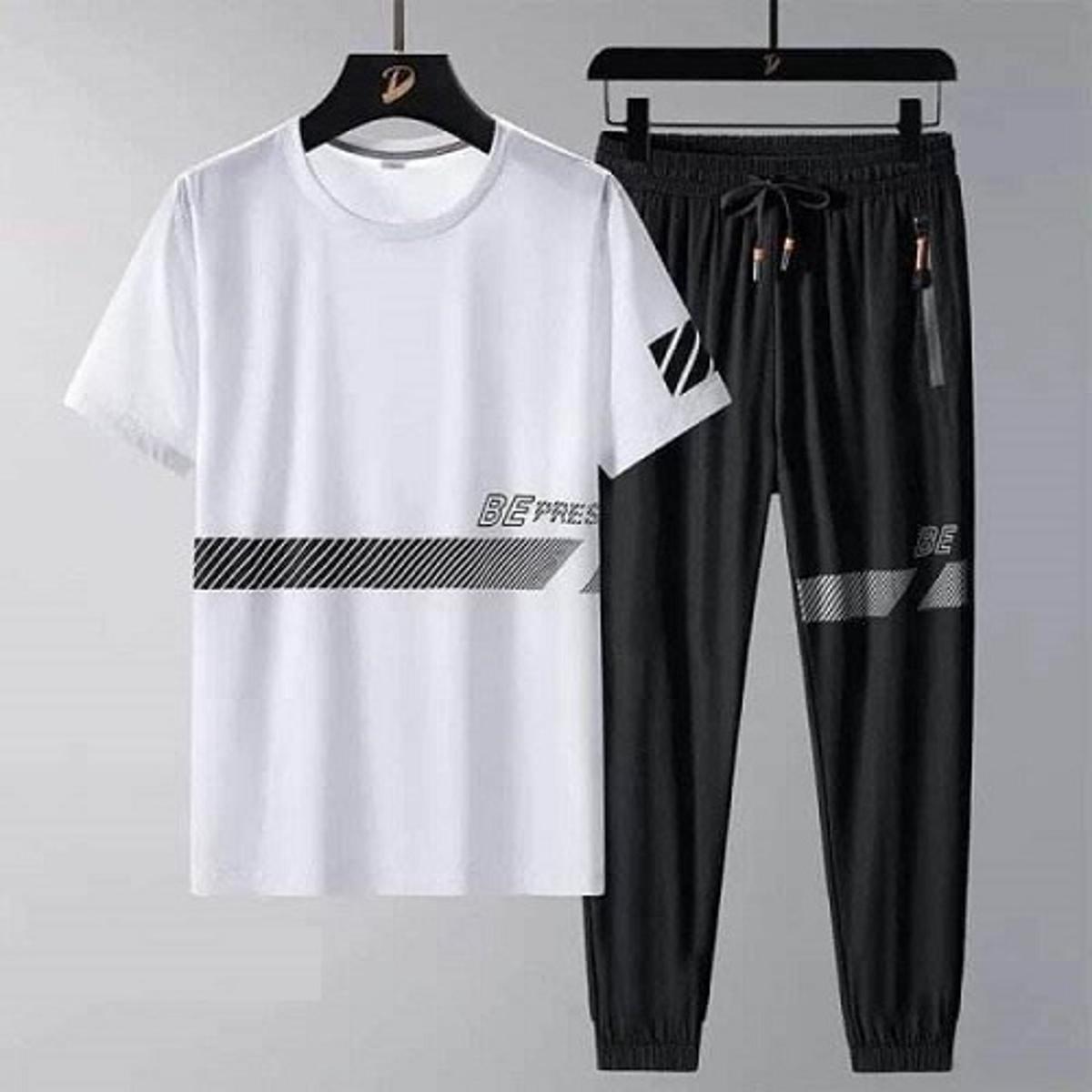 Premium Quality Stylist Printed Half Sleeve T-Shirt & Full pant ( Set )for Men