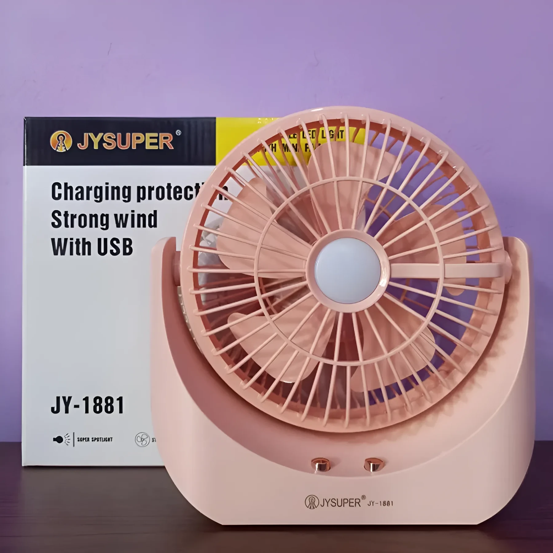 JYSUPER JY-1881 Portable USB Mini Fan with LED Light