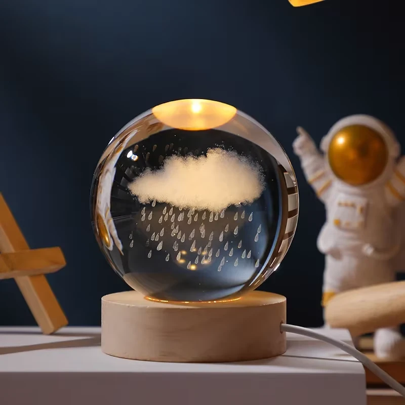 3D Crystal Ball – Rain Cloud (7 Color Base)