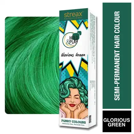 Streax Professional Hold and Play Funky Hair Colour Glorious Green (100gm)