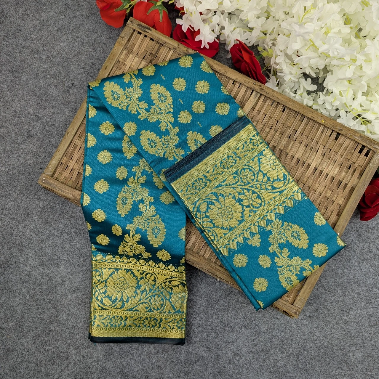 Premium Silk Katan Saree (Ocean Green, Sky Blue, Purple, Red, Green)