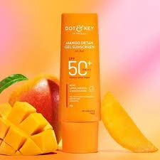 Dot & Key Mango Detan Gel Sunscreen SPF 50+ PA+++ 80gm | Oil-Free, With Alpha-Arbutin & Niacinamide | Controls Tanning, Brightens Skin | Fades Dark Spots, Water Resistant | All Skin Types