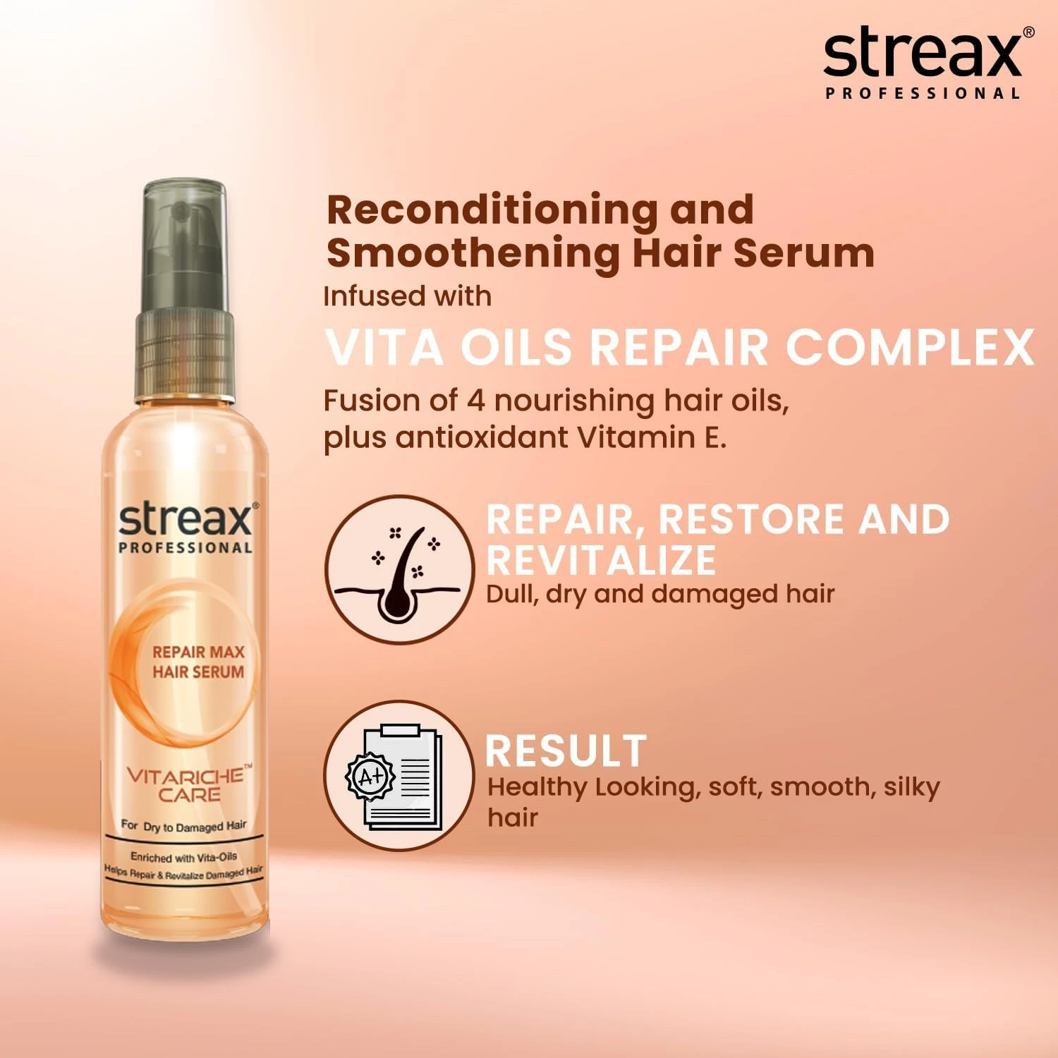 Streax Professional Vitariche Care Repair Max Serum 100ml | India