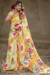 হাফ সিল্ক স্কিন প্রিন্ট শাড়ি