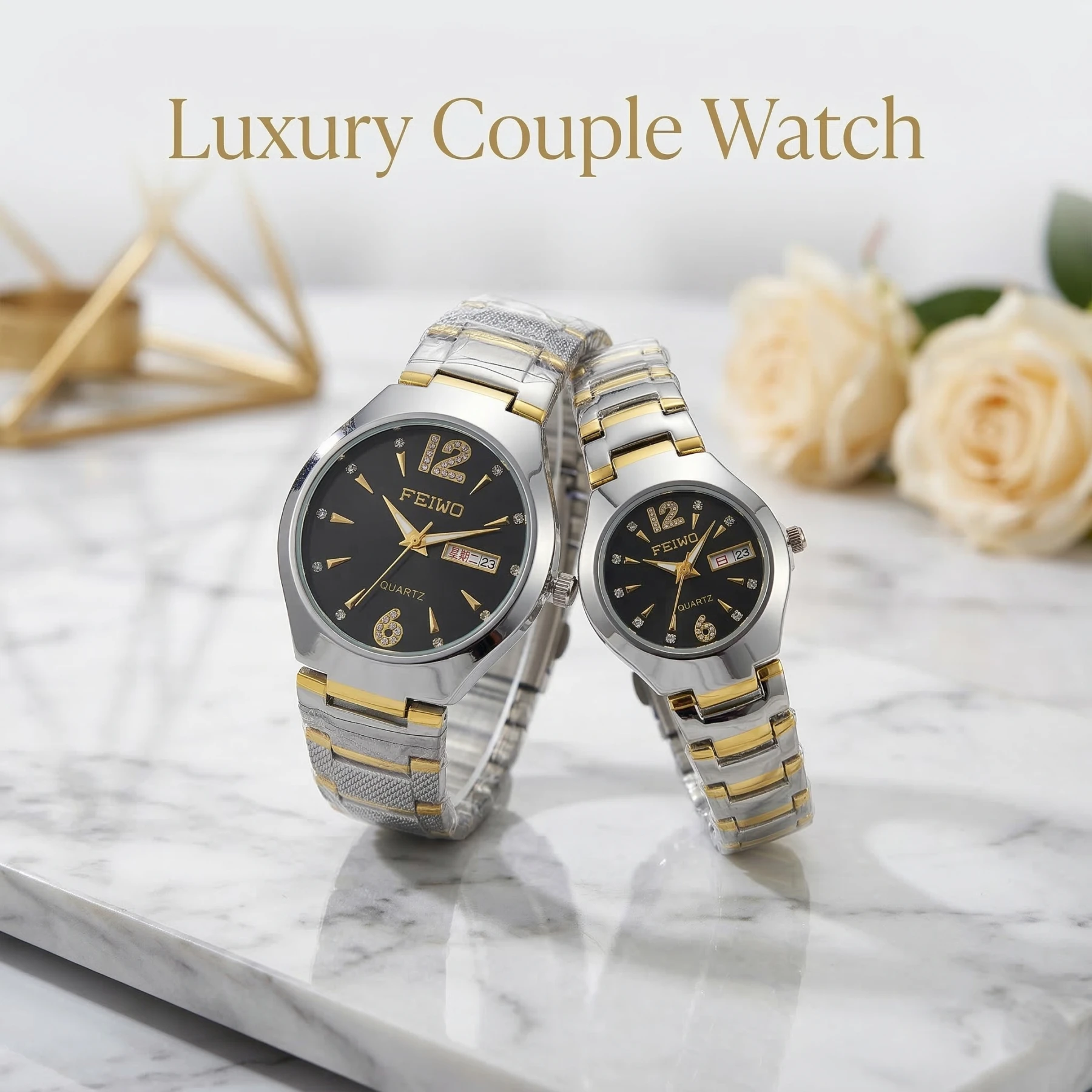 Feiwo Stainsles Steel Couple Watch