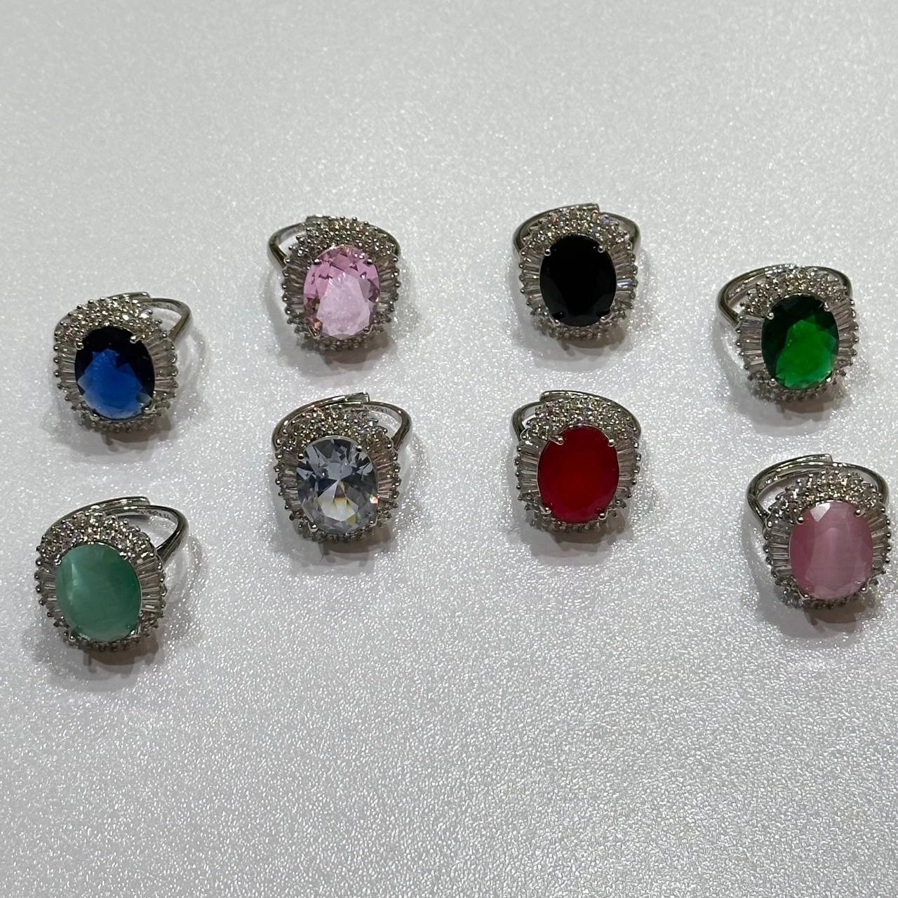 Elegant Crystal Stone Ring Set – 8 Color Variants