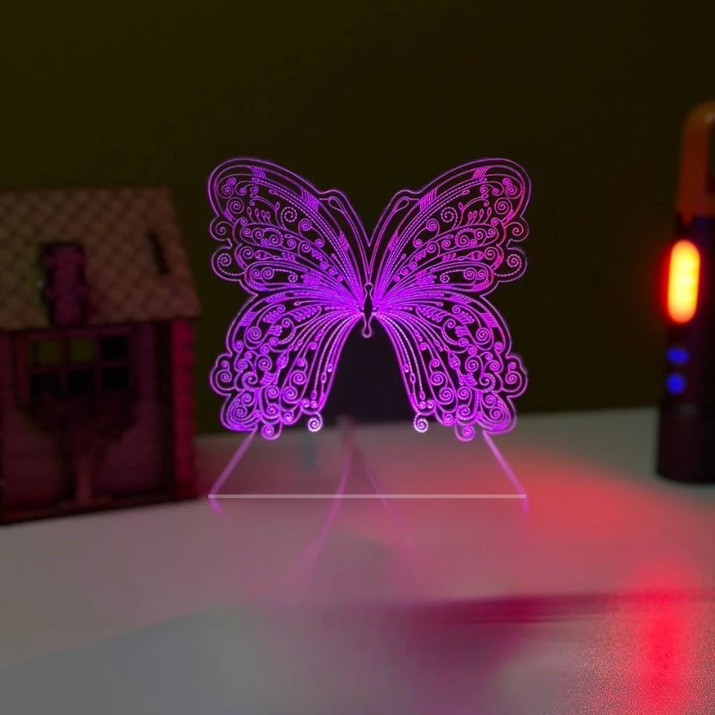 GearUP Acrylic Multicolor Night Lamp (Only Acrylic) Butterfly – 20 pcs