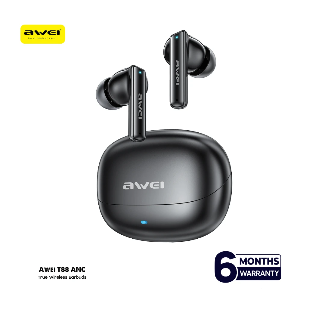 AWEI T88 ANC (Special Addition) Earbuds With Deep Noise Reduction, -35dB ANC High Definition Sound Quaily. ( 6-Month Official Warranty )
