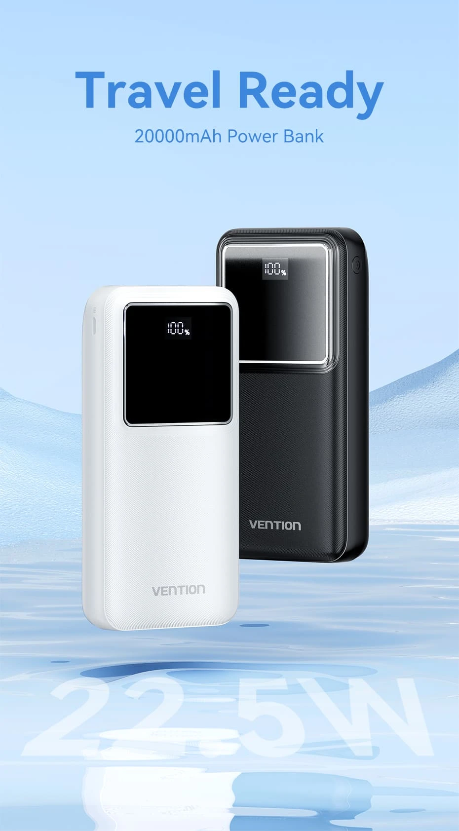 Vention FHLB0 22.5W 20000mAh Power Bank – BLACK
