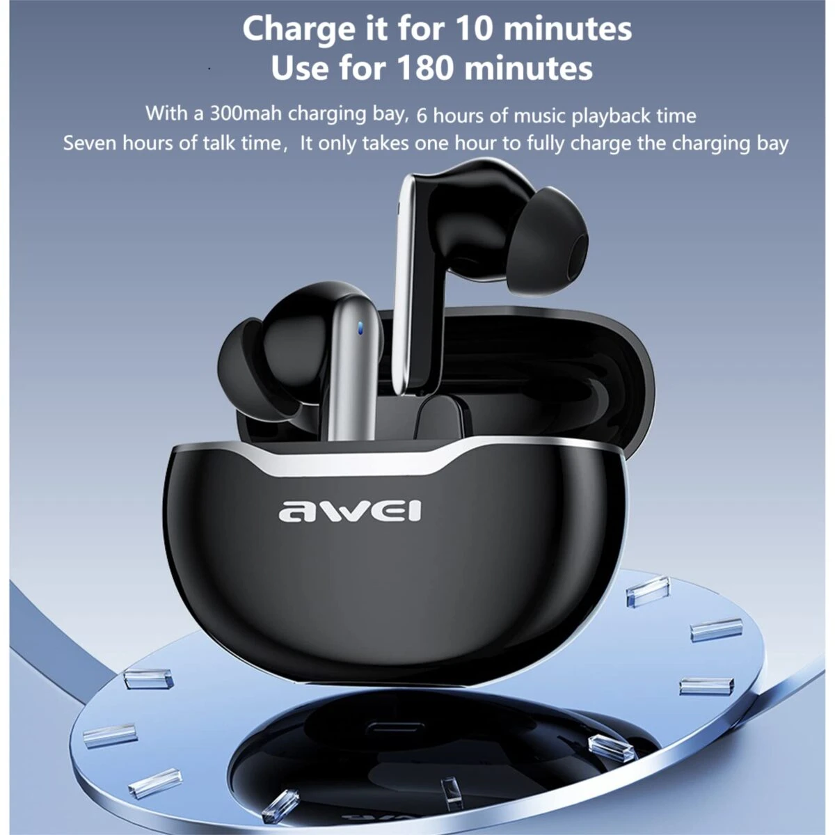 Awei T50 Wireless Headphones Bluetooth 5.3 Earbuds With Mic