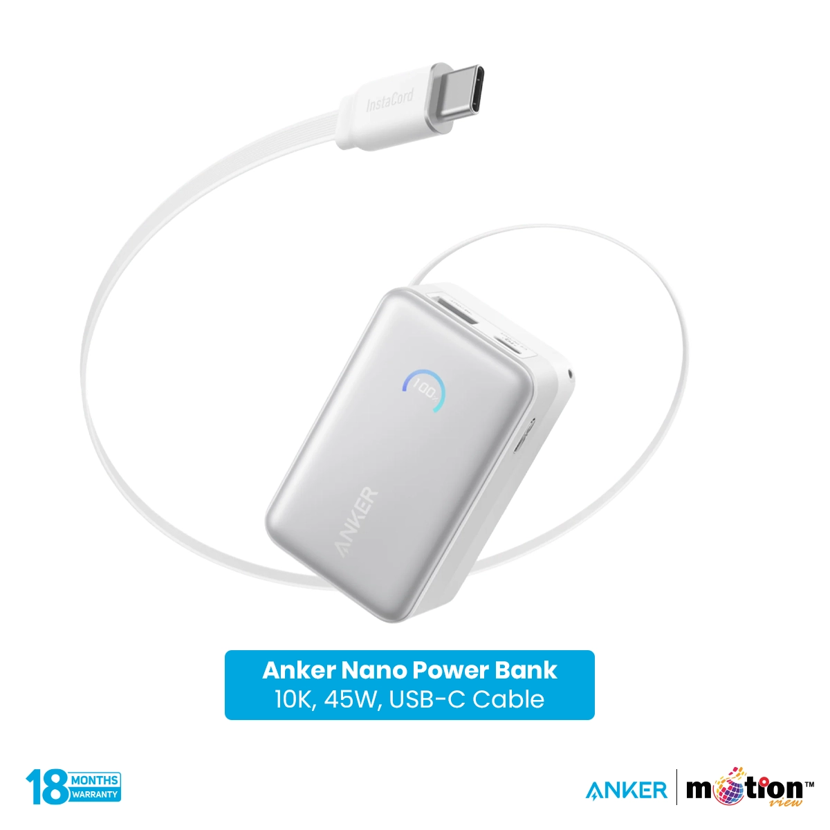 Anker Nano 45w 10000mAh Power Bank (Built-In Retractable USB-C Cable)